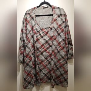 Catherines Womens Plus Size Crossover Hem Duet Top Impossibly Soft Cardigan 4X